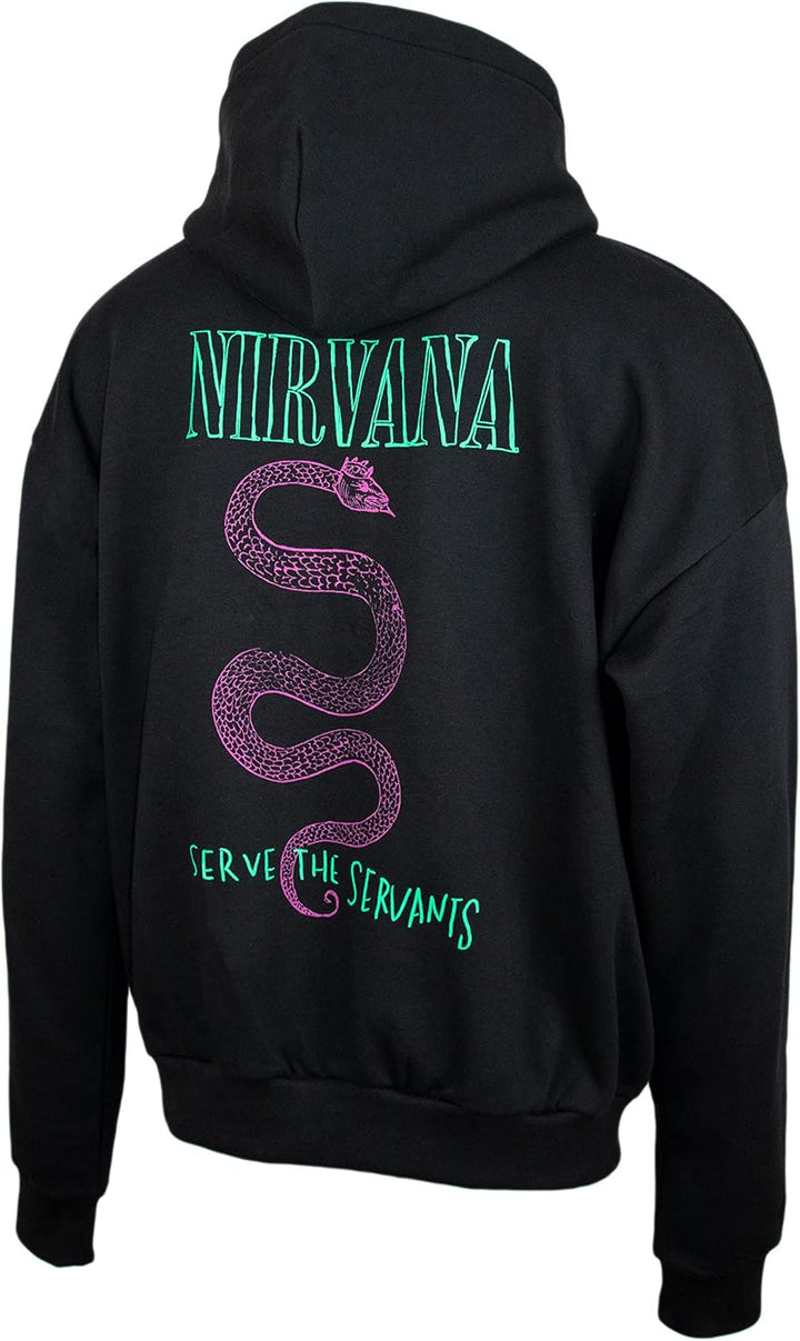 Amplified Oversized Kapuzenpullover mit Front- und Rückenprint, Schwarz, Herren, Damen, Musik, Rock-