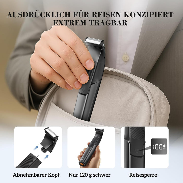 MAXGROOM 3-in-1 Körperrasierer Herren, Wasserdicht Trocken und Nass Intimrasierer Mann, Elektrisch R