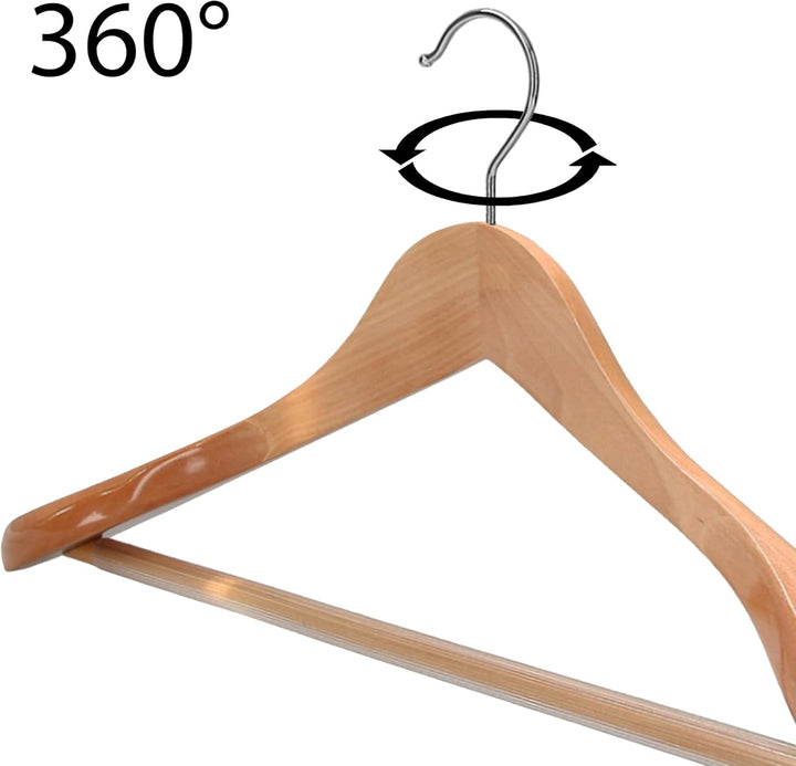 5 x Kleiderbügel Holz VonBueren | 45 x 22,5 cm breit je Bügel/Holzbügel | stabile Holzkleiderbügel |