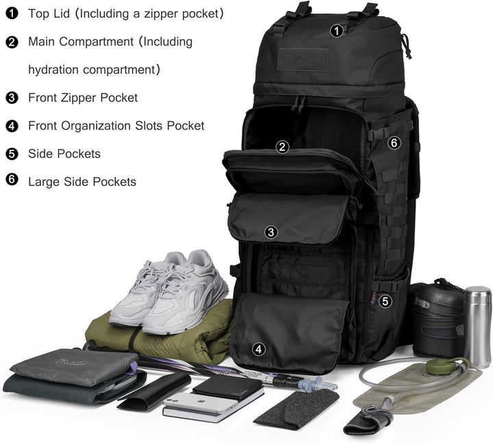 Mardingtop 75L Rucksack Taktischer Rucksack Wanderrucksack Trekkingrucksack YKK Zipper mit der gross