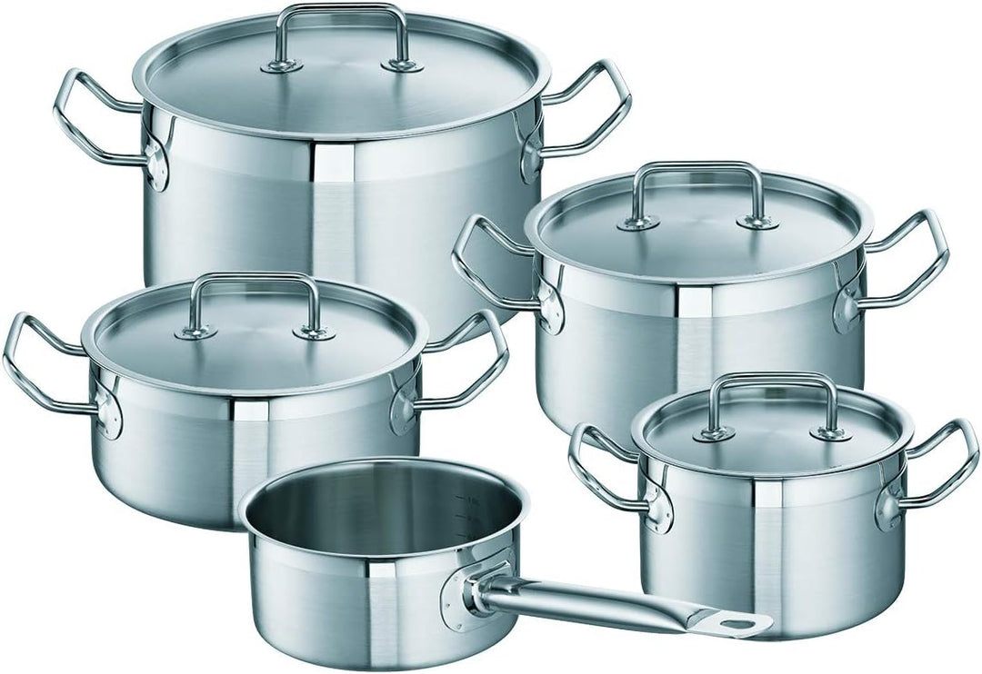 Schulte-Ufer Topf-Set Profi-Line i 5-tlg. aus Edelstahl bestehend aus Brat- Stiel- und Fleischtöpfen