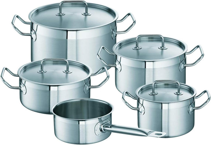 Schulte-Ufer Topf-Set Profi-Line i 5-tlg. aus Edelstahl bestehend aus Brat- Stiel- und Fleischtöpfen