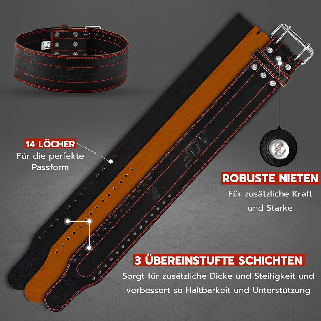 AQF Gewichthebergürtel Herren - 6mm 100% Echtem Leder Trainingsgürtel - Rückenstützgürtel Gym Liftin