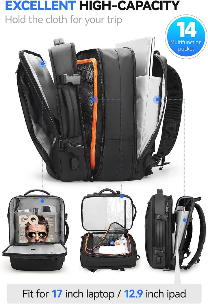 Mark Ryden Laptop-Rucksack, 38 L wasserdichter Business-Handgepäck Rucksack Diebstahlsicherer Rucksa