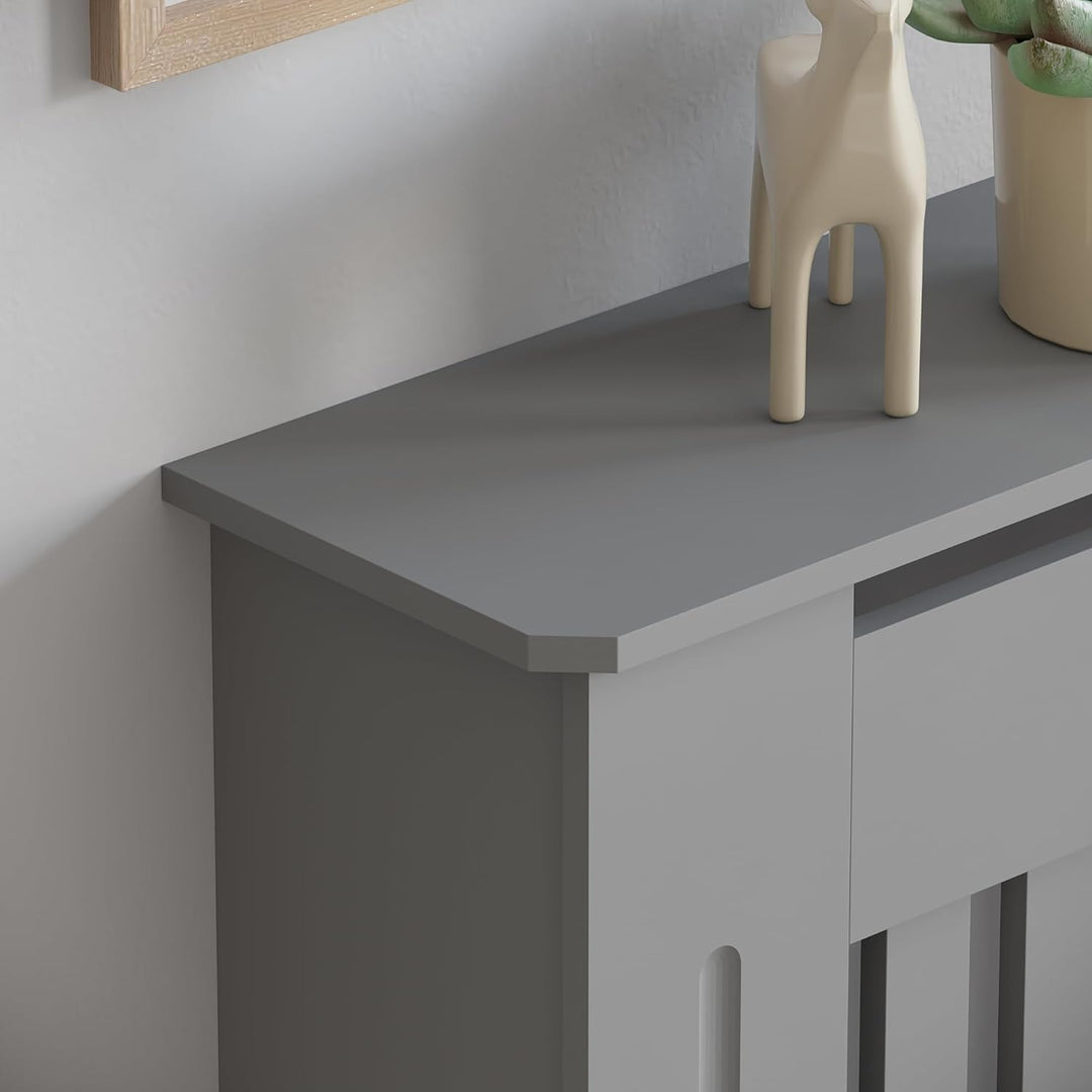 Vida Designs Chelsea-Heizkörperabdeckung, modernes Lamellengrill-Design, grau lackierter MDF-Schrank