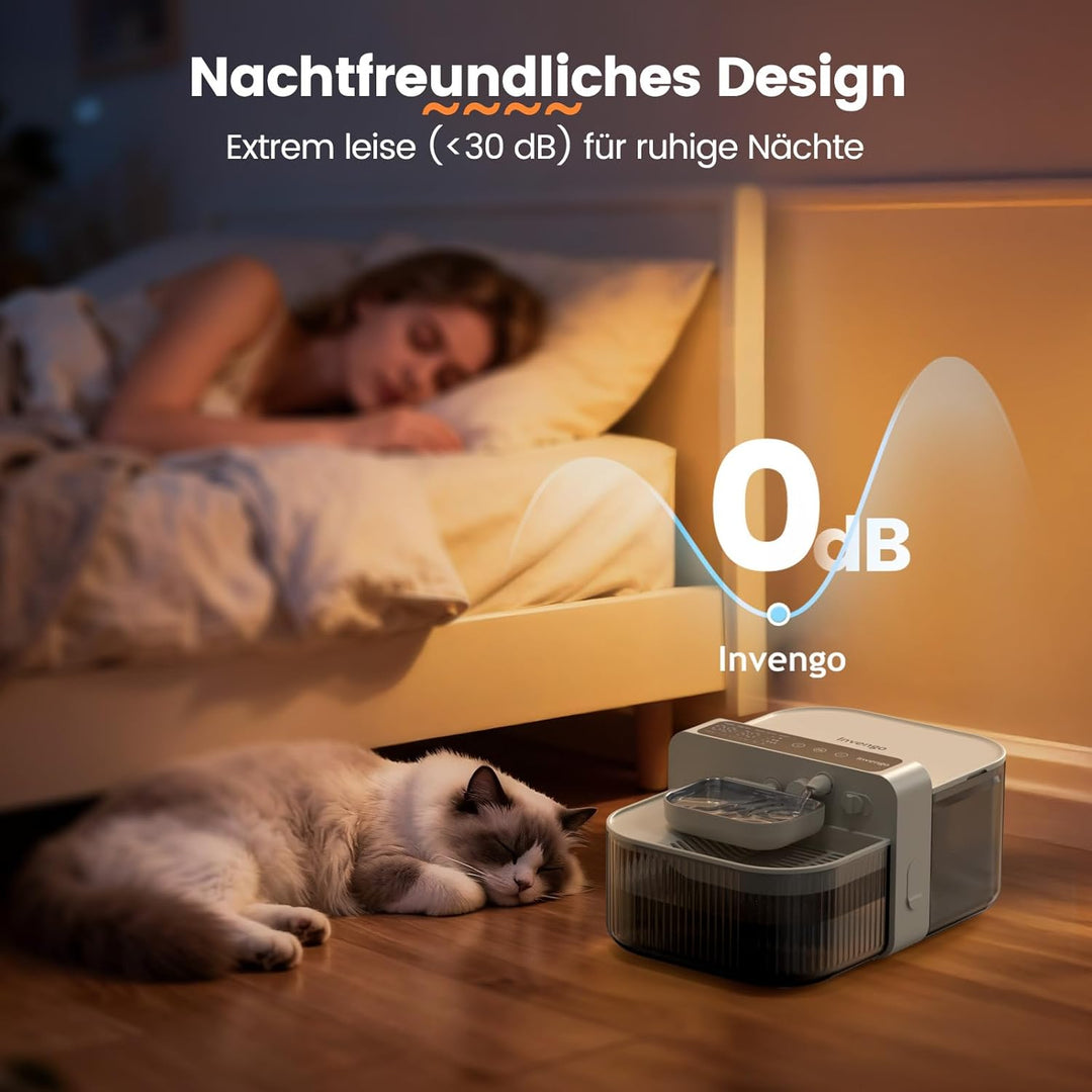 Kabelloser Katzenbrunnen, 3.5L Innovativer Trinkbrunnen mit Abwasser-Trennungs-System ohne Filterwec
