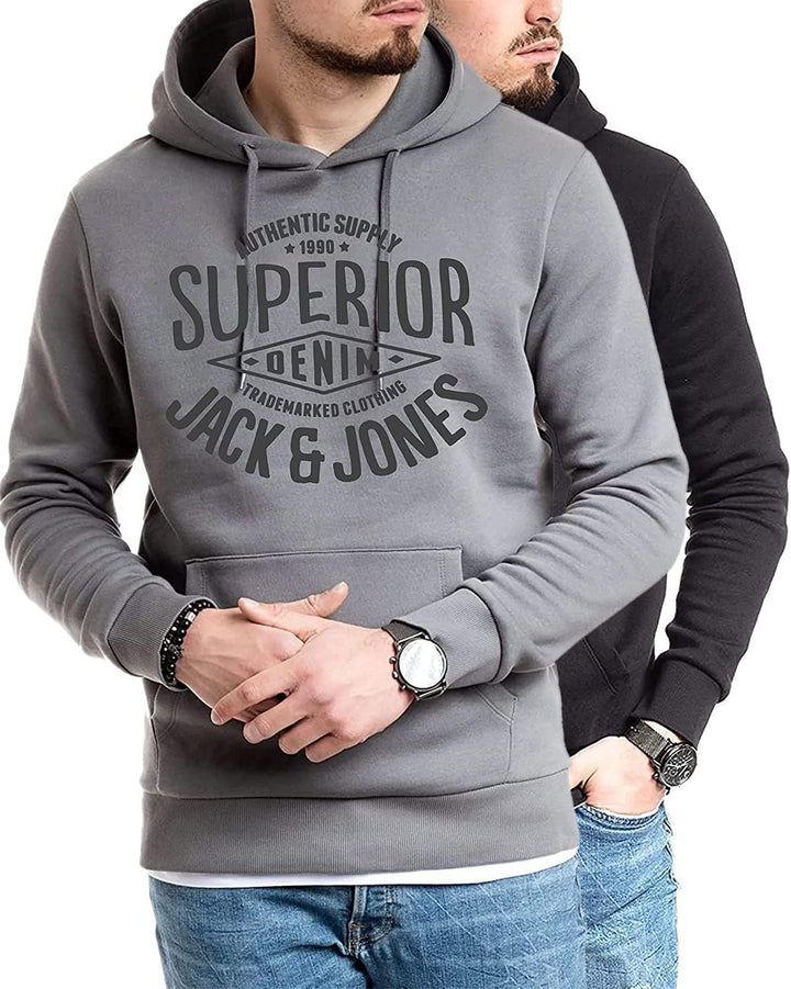 JACK & JONES Herren Hoodie Pullover mit Kapuze Sweatshirt Kapuzenpullover für Männer aus Baumwolle m
