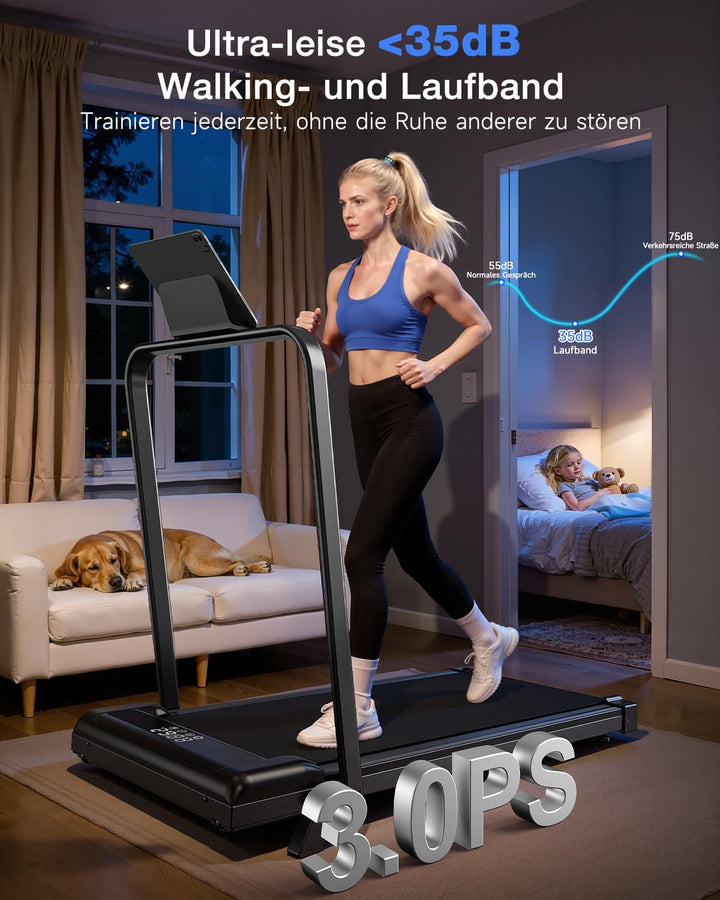 HomeFitnessCode Laufband mit Neigung - Walking Pad Laufpad für Zuhause Klein Mini Walkpad mit Steigu