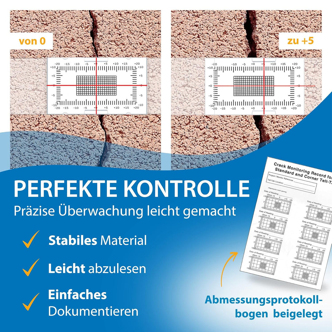 Sachverständigen-Zubehör Set Rissmonitor | Gutachter Ausrüstung | Wandschlitzmesser | Spaltmass Riss