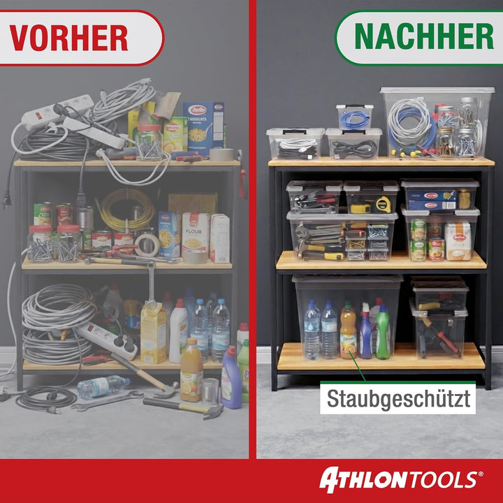 ATHLON TOOLS 6x 5 L Aufbewahrungsboxen mit Deckel, lebensmittelecht - Verschlussclips - 100% Neumate
