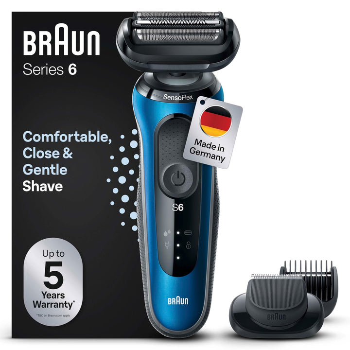 Braun Series 6 Elektrorasierer mit EasyClick Barttrimmer Aufsatz, SensoFlex Rasierer Herren Elektris
