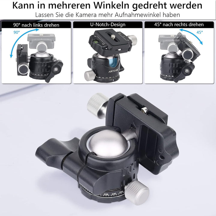 Stativkopf mit niedrigem Profil, ARTCISE EB30S 30MM Kugeldurchmesser mini Ganzmetall-Kugelkopf & 1/4