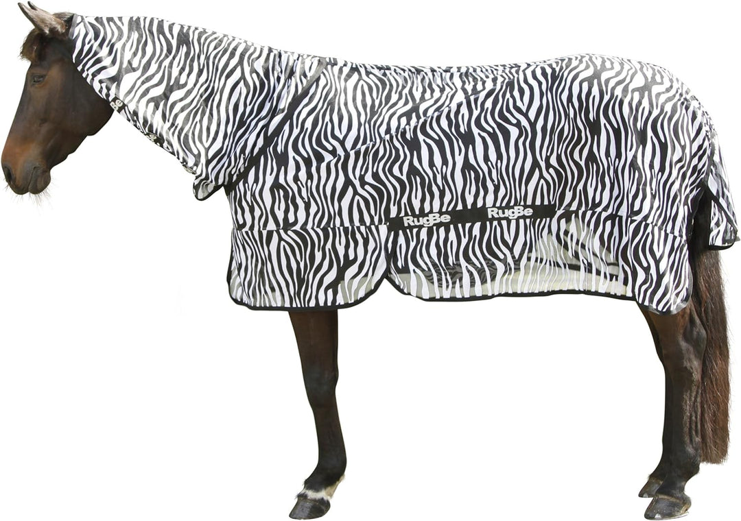 KERBL RugBe Zebra Fliegendecke Ekzemerdecke Pferdedecke mit Halsteil 125cm, 125
