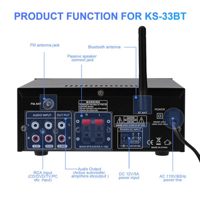 Mini Verstärker 60W+60W Digital Endverstärker Bluetooth Stereo Home Car Audio Verstärker USB SD FM M