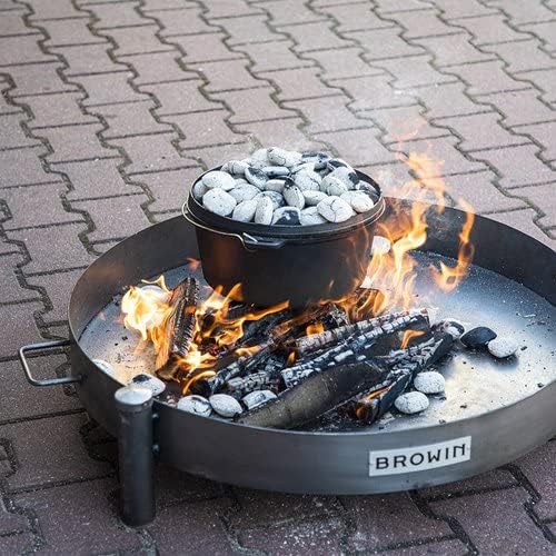 Browin- Massive Feuerschale 70 cm Stahl geschweisst - Robuste Feuerstelle für Garten & Terrasse - De