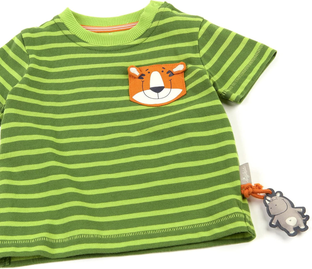 Sigikid Jungen T-Shirt 68 Grün-gestreift/Safari, 68 Grün-gestreift/Safari