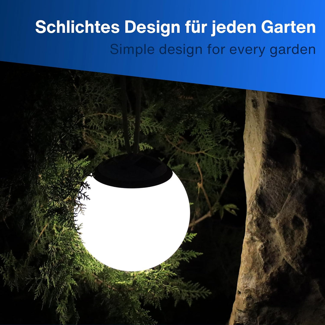 REV LED Solarkugel für aussen zum Aufhängen - Ø 20cm, 20lm, 3000K, IP44 spritzwassergeschützt - idea