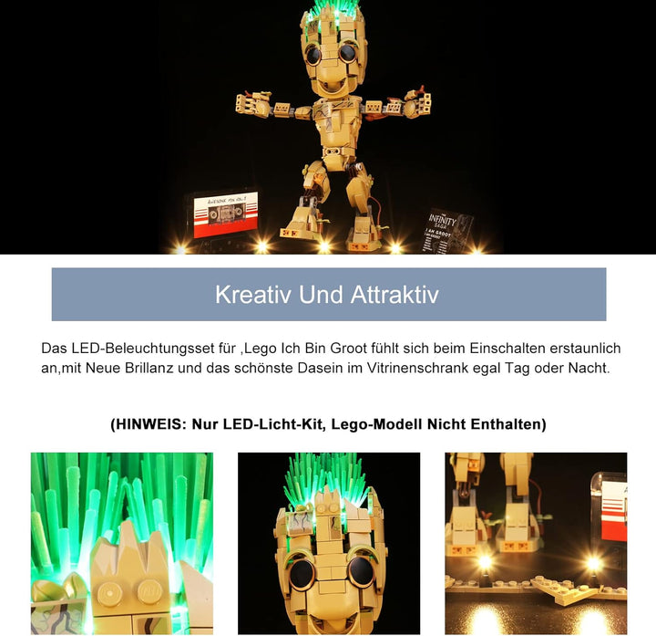 BrickBling Led Licht Set für Lego 76217 Marvel Ich Bin Groot Spielzeug, Led Beleuchtungs Set für Leg