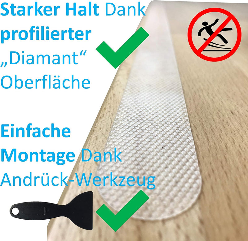 cocofy Anti Rutsch Streifen Aufkleber Treppe, transparent, XXL (90x3 cm), Sicherheit durch extra sta