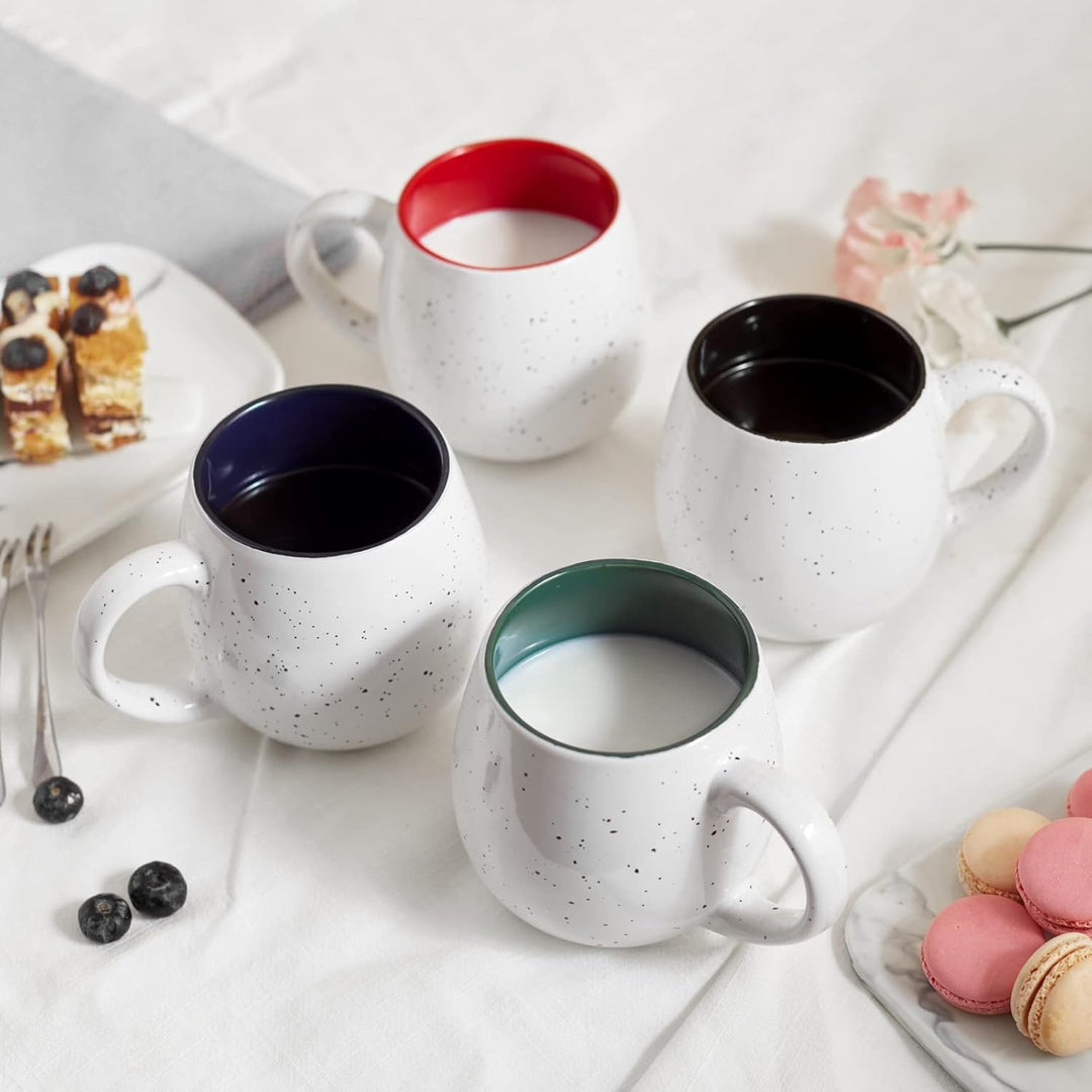 LIFVER 620 ml Kaffeetassen Set, 4 grosse Kaffeebecher Porzellan mit Griffen für Kaffee, Tee, heissen