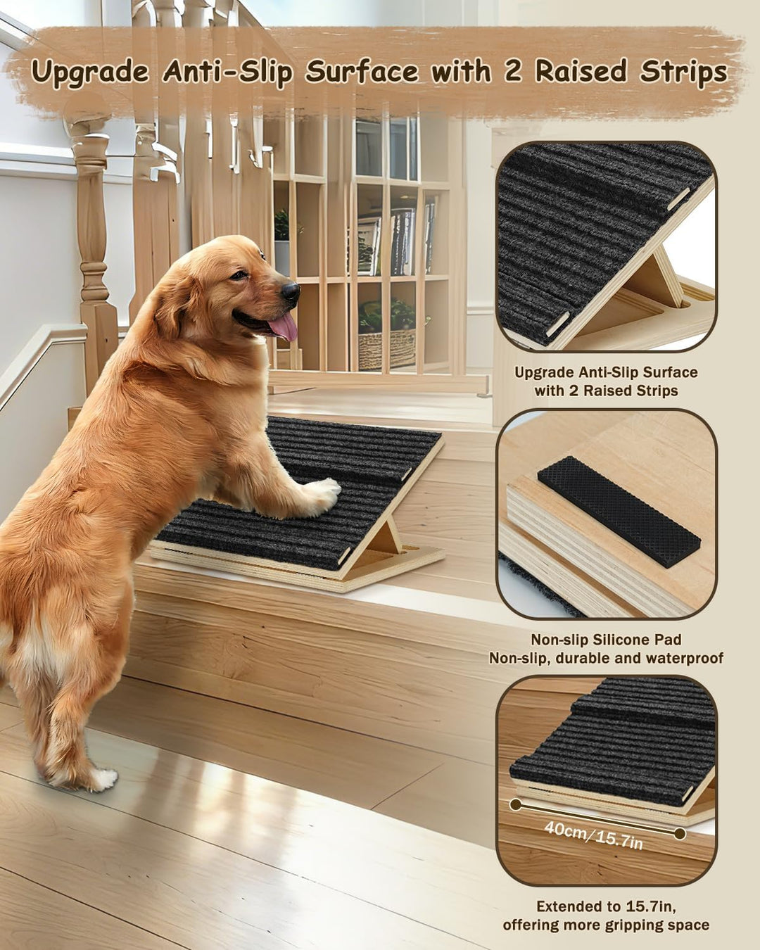 Okydoky Klappbare Hundetreppe Mit Block 40cm1Pack für kleine/mittlere Hunde & Katzen DB-40cm-1p, DB-