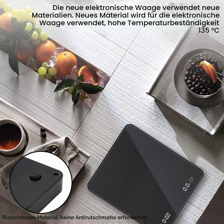OBEST Kaffeewaage mit Timer, Mini Elektronische Waage 3 kg/1 g | Multifunktion Digitale Küchenwaage,