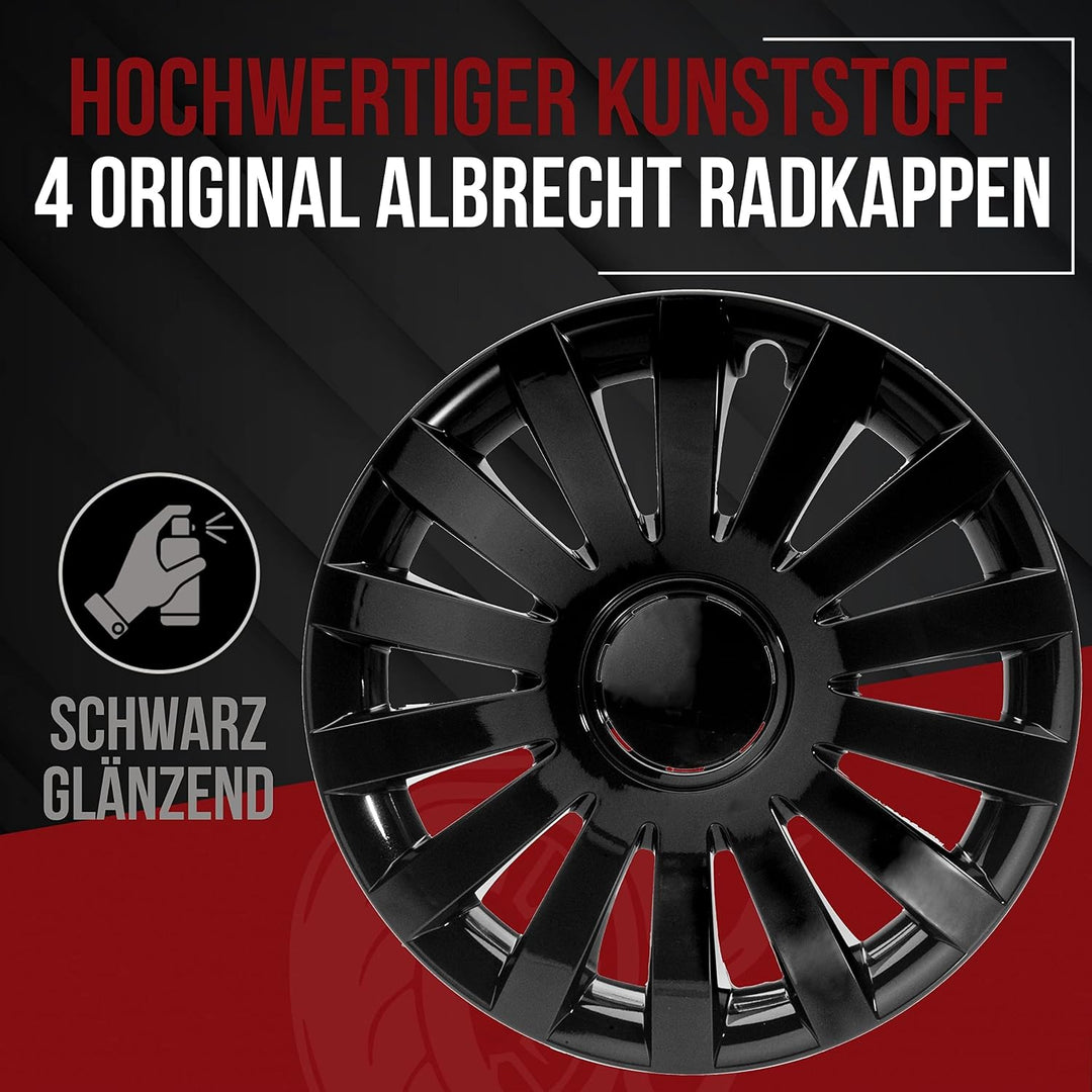 Albrecht 13 Zoll Radkappen schwarz für Stahlfelgen - Wind Radzierblenden aus hochwertigem Kunststoff