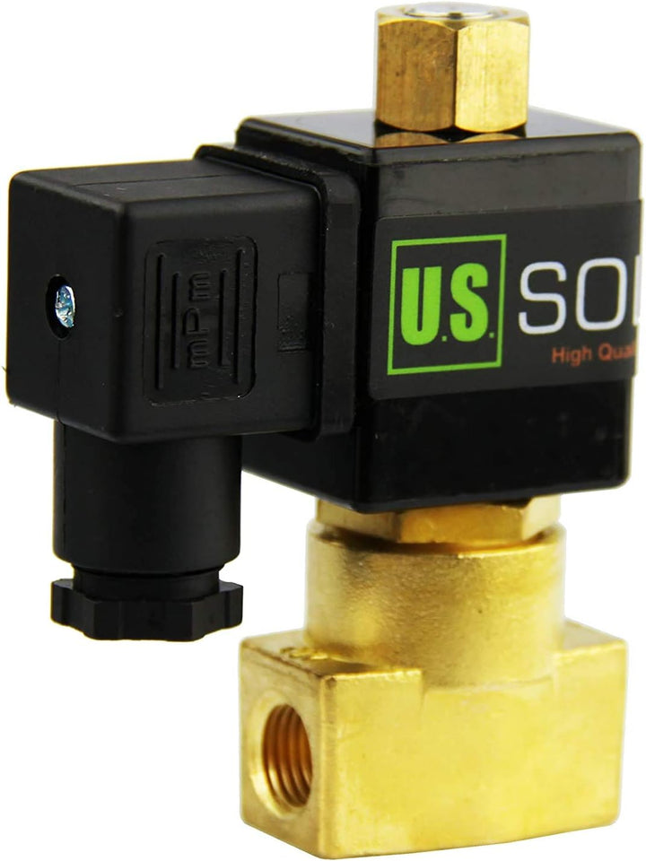 U.S. Solid 1/8" G 12V DC Messing Magnetventil Direktgesteuert für Wasser Luft Gas Öl NO Stromlos off