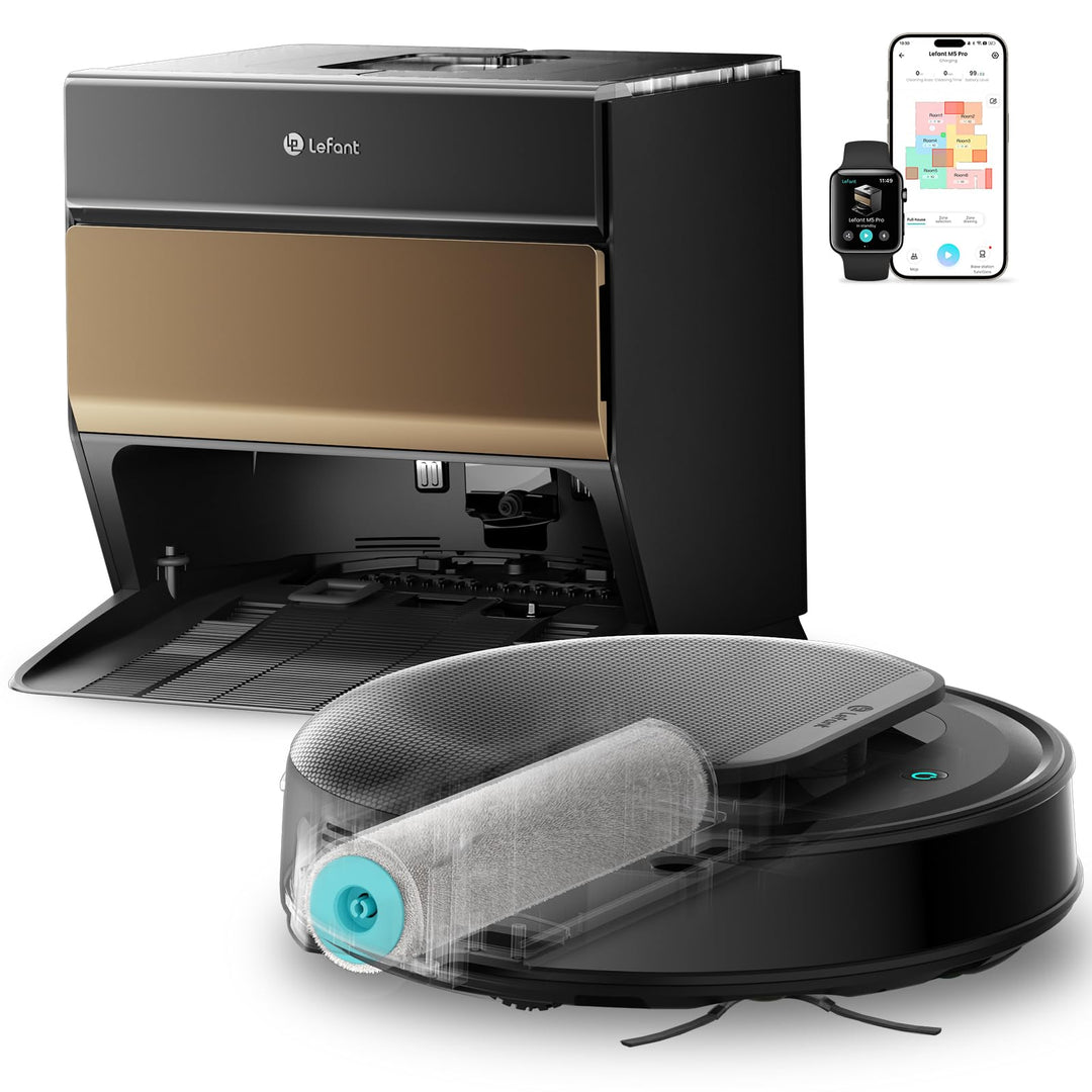 Lefant M5 Pro Saugroboter mit Absaugstation, 75°C Heisswasser Moppwäsche, 18.000Pa All-in-One Staubs