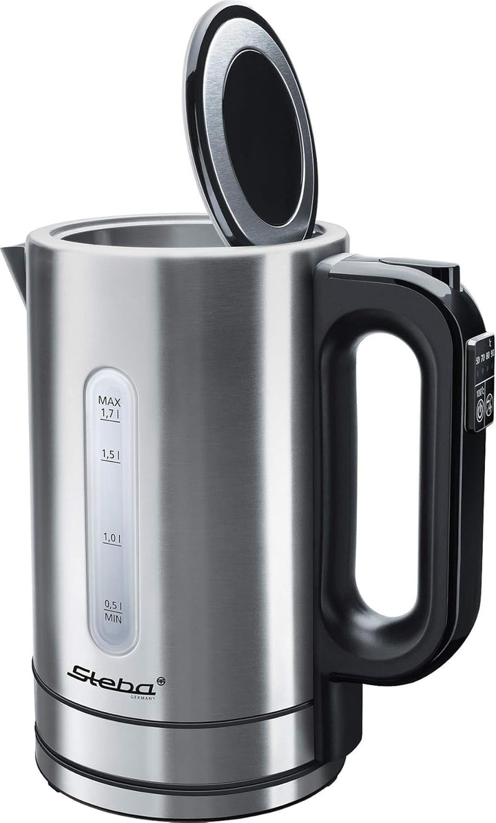 Steba Wasserkocher WK 21 (Inox) | Temperatur einstellbar: 50, 70, 80, 90, 100°C mit farbiger Tempera