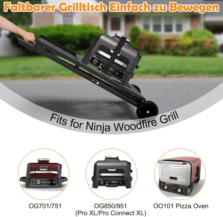 Grillständer für Ninja Woodfire - OG701/OG850/OG951, Faltbarer Ständer und Beistelltisch für Ninja B