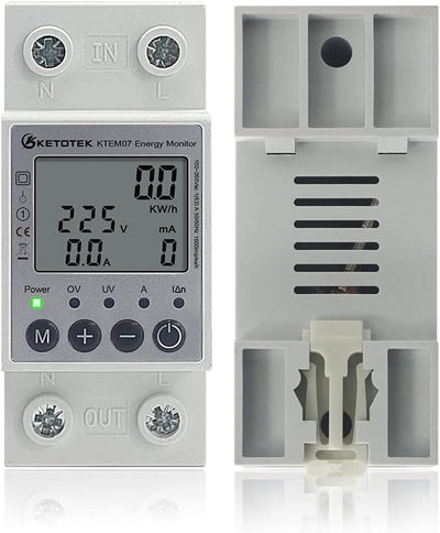 KETOTEK LCD Digitaler Wechselstromzähler Stromzähler Hutschiene 1 Phasig Energiezähler KWh Zähler Le