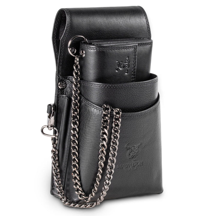 MATADOR Leder Profi-Kellner-Set Kellner-Geld-Börse-Tasche-Portemonnaie mit Kette Bedienungsgeldbeute