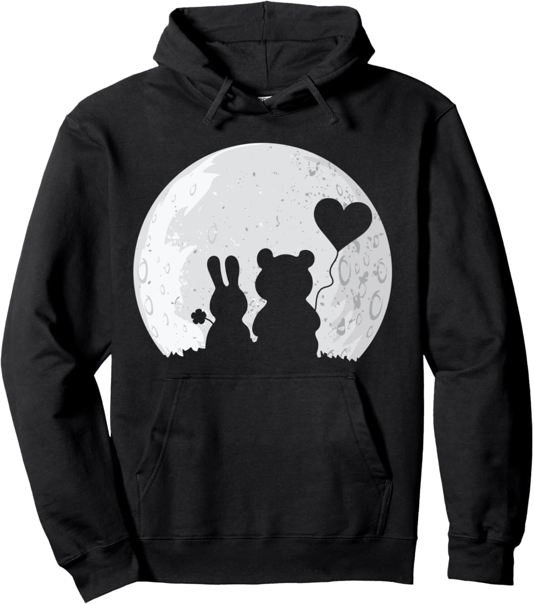 Hase und Bär Liebespaar Hasi Bärli Vollmond - Valentinstag Pullover Hoodie