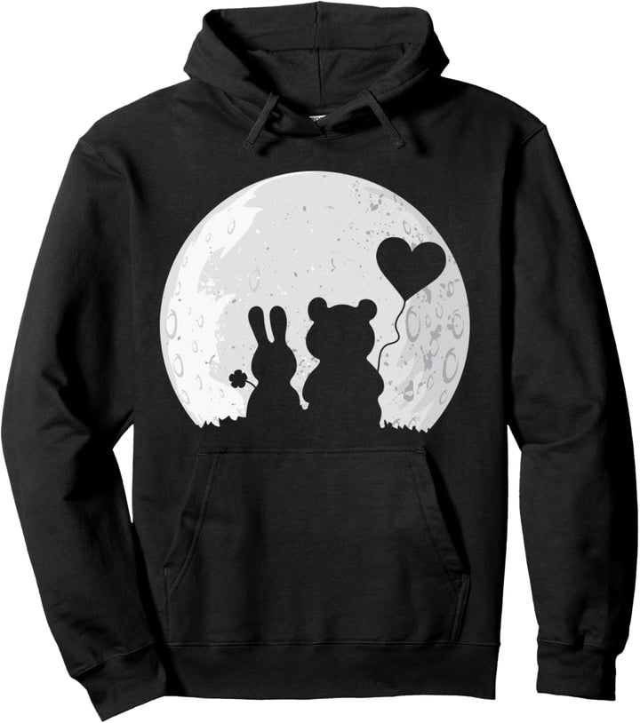 Hase und Bär Liebespaar Hasi Bärli Vollmond - Valentinstag Pullover Hoodie