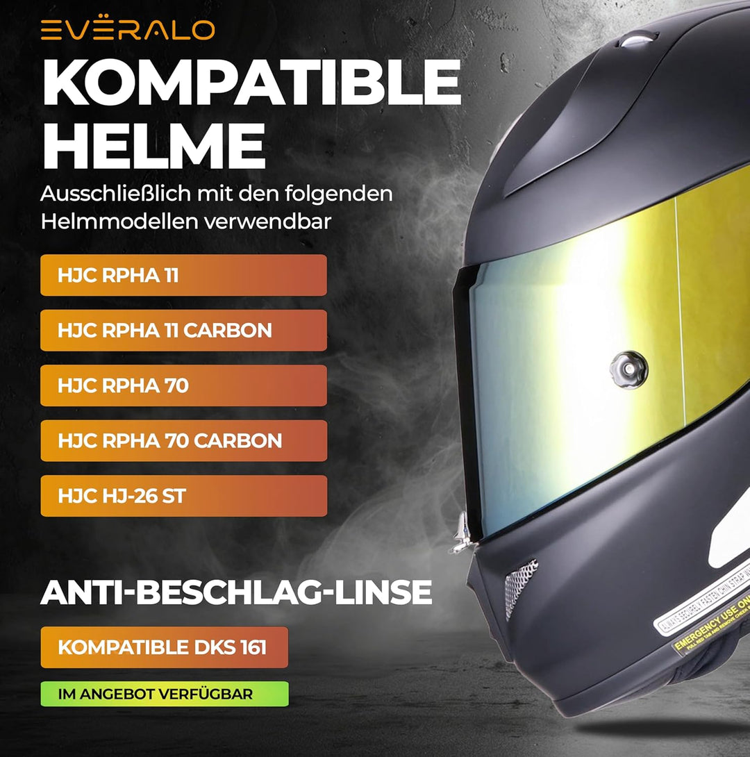 Everalo Kompatibel mit Hjc Rpha 70 Visier - Rpha 11 - Hj26 - Pinlock und Tearoff Ready - Helmvisier