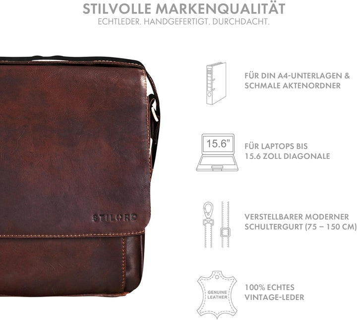 STILORD "Como Vintage Umhängetasche Herren Leder Messenger Bag Business Laptoptasche 15,6 Zoll Herre