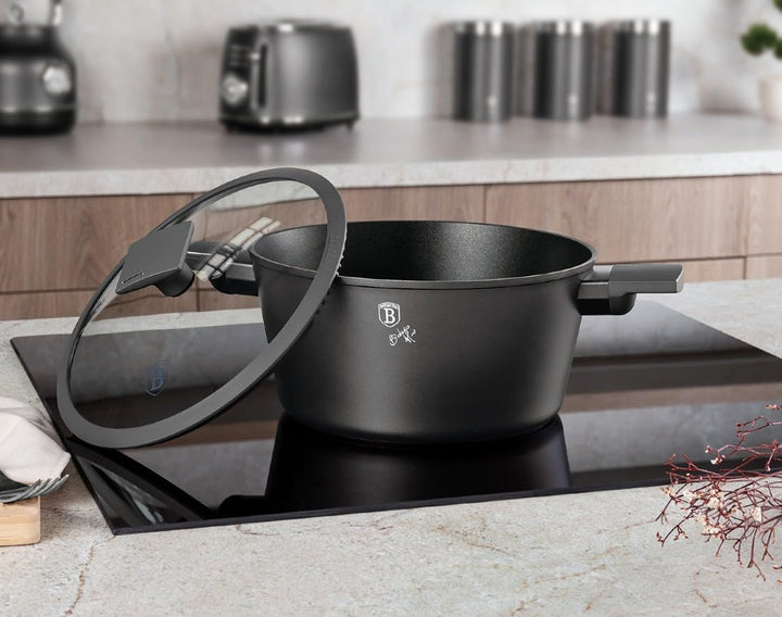 Berlinger Haus Kochgeschirrset mit Titanbeschichtung 15 Stück Antracit Collection | Robust, Vielseit