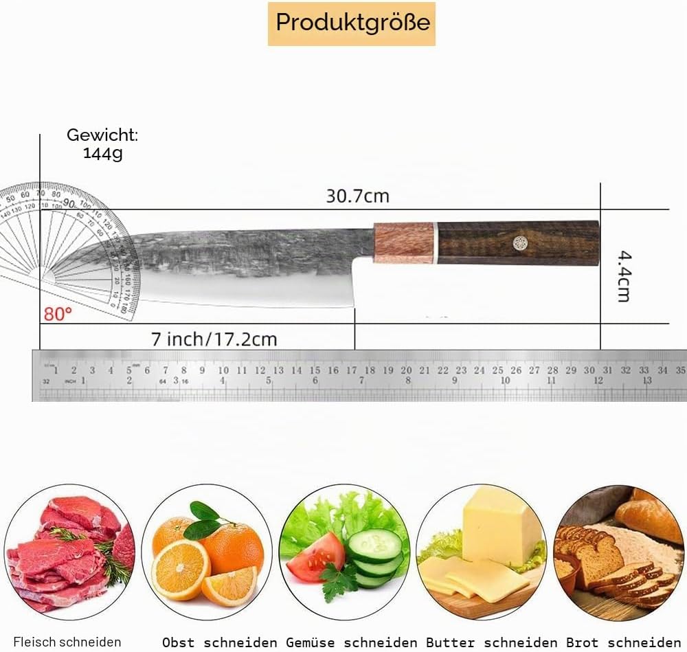Professionelles japanisches Kochmesser, Küche High Carbon Ultra Sharp Chefs Messer mit ergonomischem