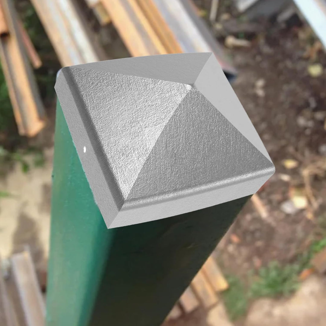 10 Stück Pfostenkappe, Pfostenkappen 9x9 cm, 90x90 mm Abdeckkappe Metall galv, Zaunpfosten Metall ve