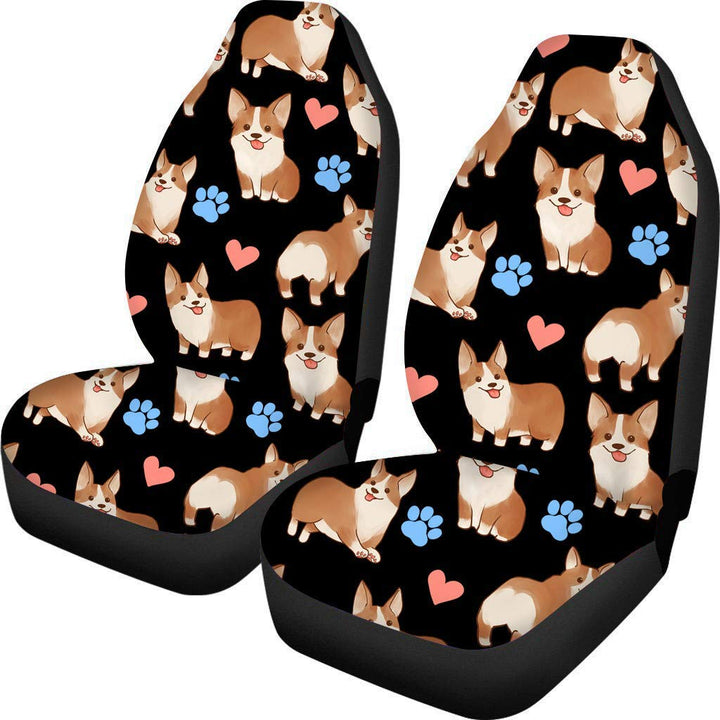 Woisttop Süsse Corgi Autositzbezüge, 2 Stück, nur für Vordersitz, universell, maschinenwaschbar, Süs