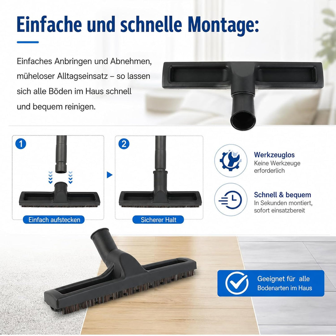 Hartbodendüse – Universal 32/35mm Staubsaugerdüse mit 32 mm Anschluss, für Hartböden, Fliesen &amp; Park