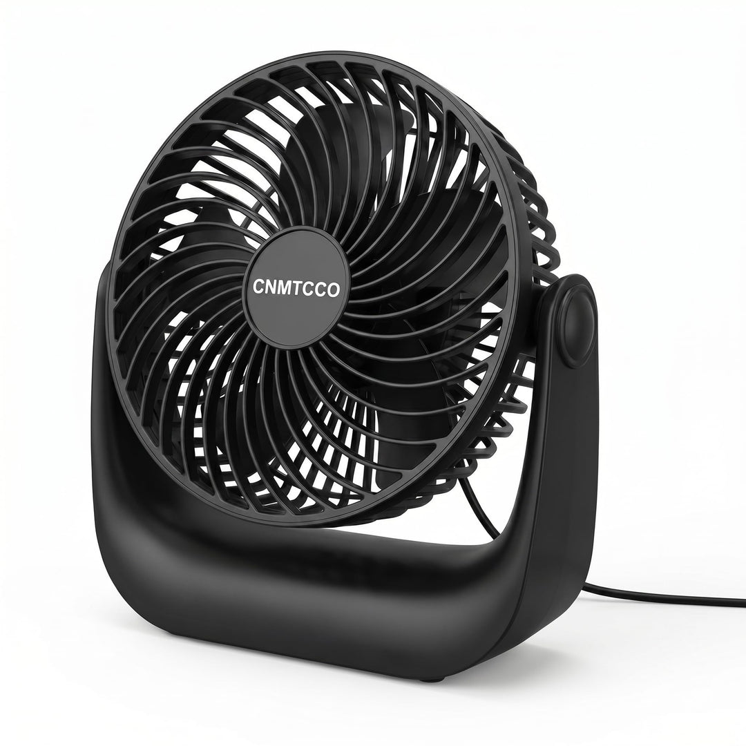 CNMTCCO USB Tischventilator Leise, 6 Zoll Ventilator mit 3 Geschwindigkeiten & 360° Drehung, Starker