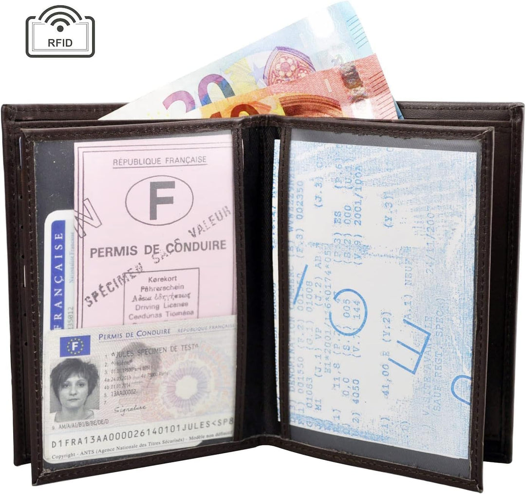 Charmoni - Max – Grosse Geldbörse – Herrengeldbörse – Anti-Hacking-Schutz RFID-Blockierung – 4 Klapp