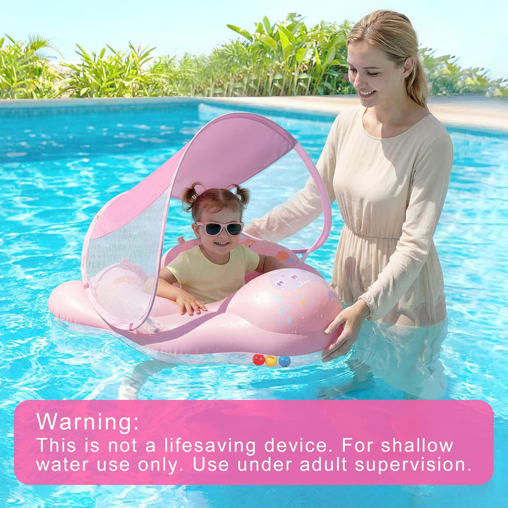 Schwimmring Baby mit abnehmbarem Sonnenschutz Mit Glocke Baby Float Schwimmsitz Kinderbecken Schwimm