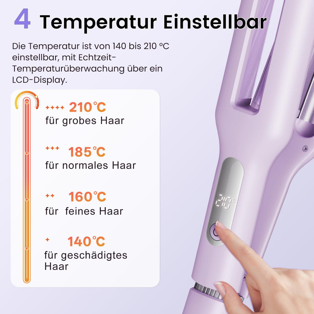 22/25/32/38mm Einstellbar Welleneisen für Haare - 4 In 1 Beach Waves Lockenstab, 3 Fässer Lockeneise