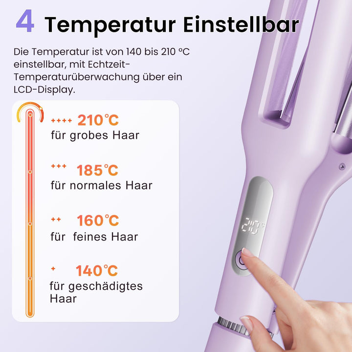 22/25/32/38mm Einstellbar Welleneisen für Haare - 4 In 1 Beach Waves Lockenstab, 3 Fässer Lockeneise