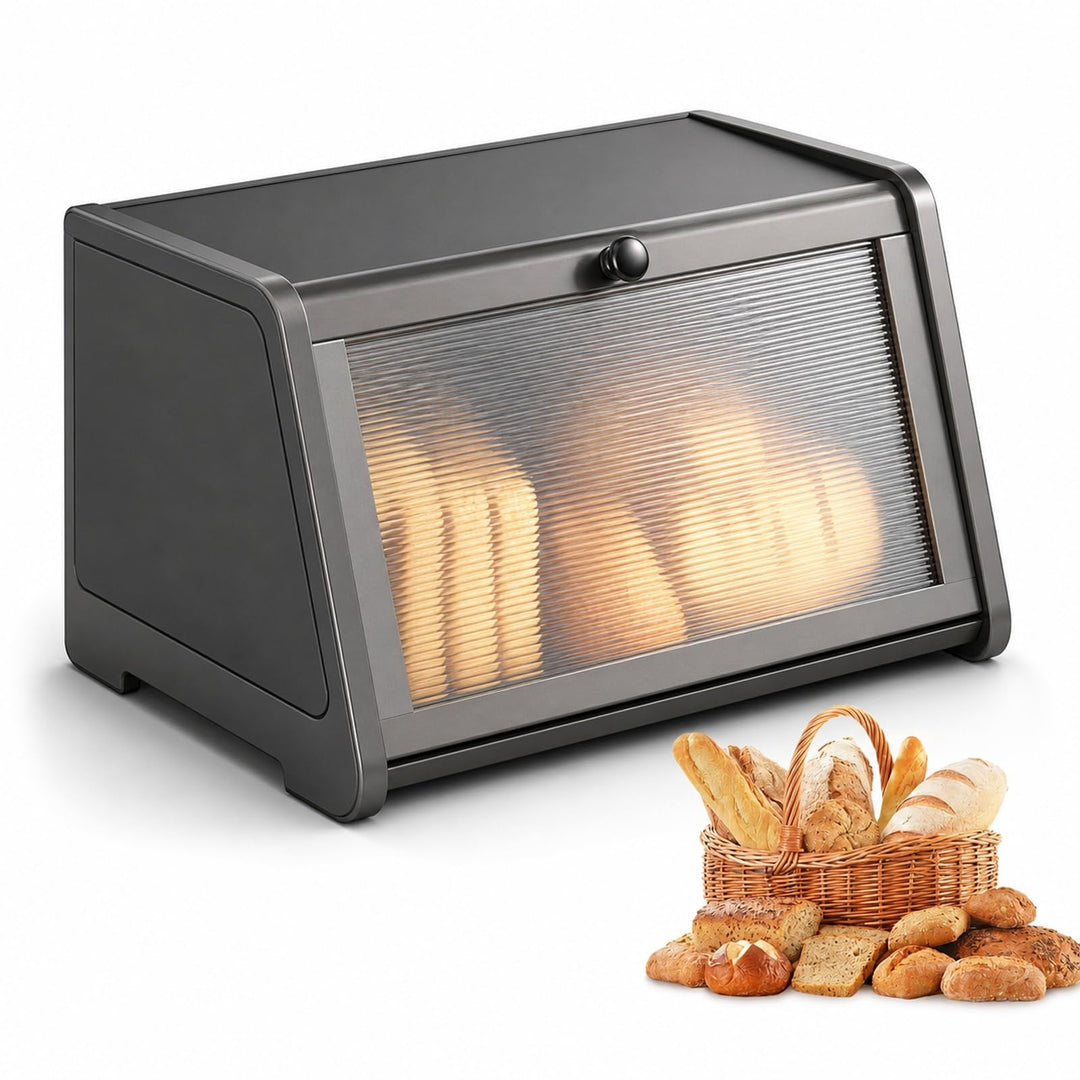 Brotkasten aus Holz, schwarze Brotbox für Küchenarbeitsplatte, 1-stufiger Brotbehälter zur Brotaufbe