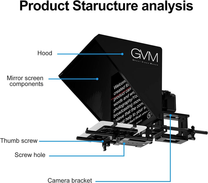 GVM Teleprompter für Tablet DSLR Kamera Smartphone, Tragbares 18'' Teleprompter Kit mit Fernbedienun