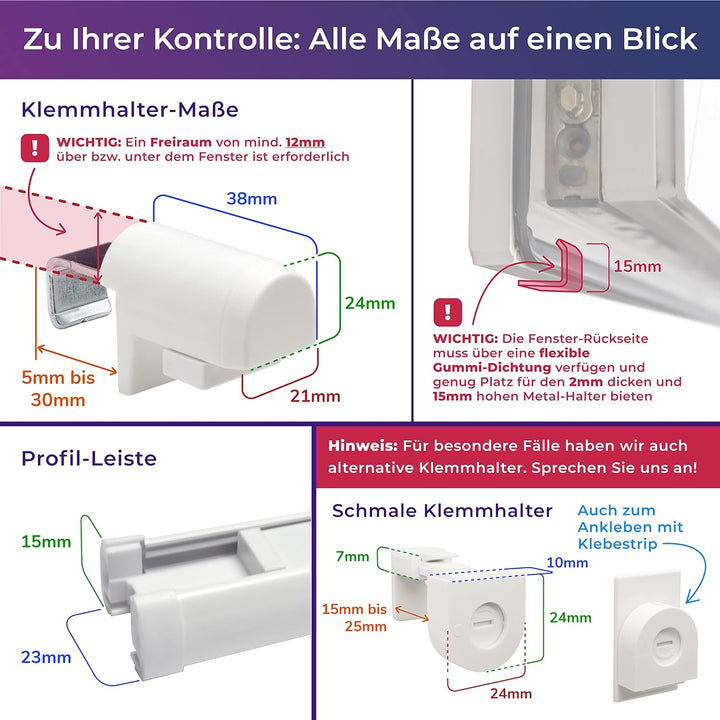 SchattenFreude Waben-Plissee für Fenster | 100% verdunkelnd/Blackout | Mit Klemm-Haltern | Klemmfix